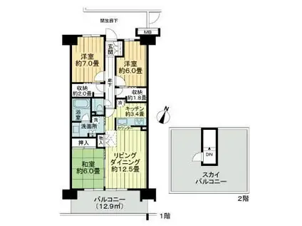 ザ・レジデンス千葉ニュータウン中央壱番館(3LDK/13階)の間取り写真