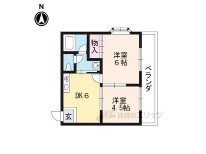 ベルビュー廣田(2DK/2階)の間取り写真