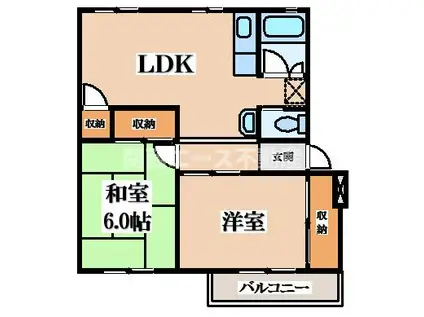 香里三井B団地(2LDK/4階)の間取り写真