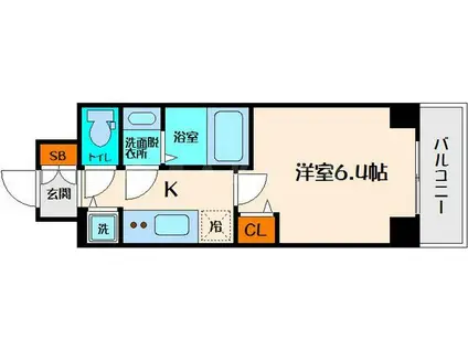 S-RESIDENCE江坂(1K/4階)の間取り写真