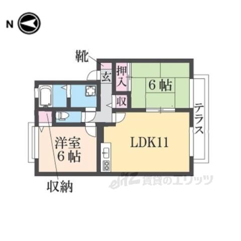 メゾン・ド・クレール(2LDK/1階)の間取り写真