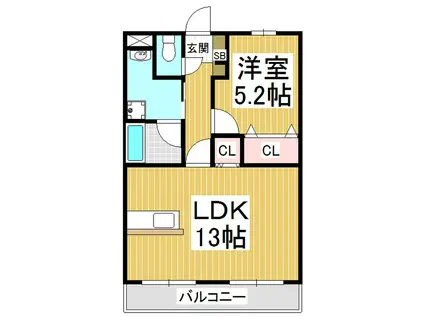 レジデンス箕輪(1LDK/1階)の間取り写真