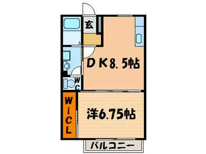 ミキハウス(1DK/2階)の間取り写真