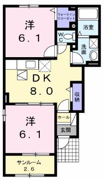COCO宮内II(2DK/1階)の間取り写真