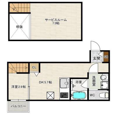 DREAMSTAGE博多南BONHEUR(1DK/1階)の間取り写真