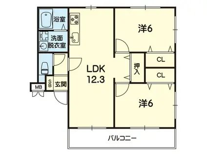 マンション21盛美(2LDK/2階)の間取り写真