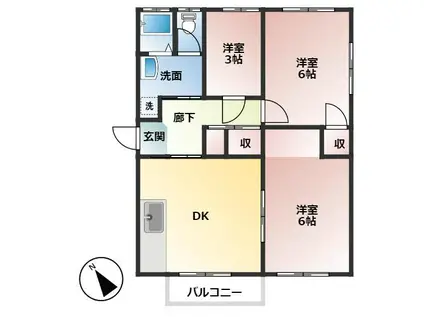 グレースハイエスト(3DK/2階)の間取り写真