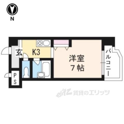 ホープ堀川(1K/7階)の間取り写真