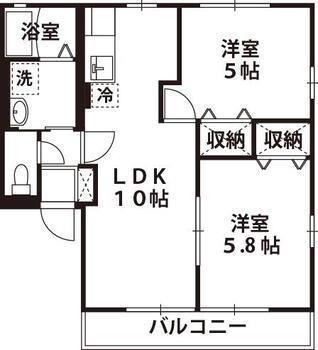 ラフィネ山下(2LDK/2階)の間取り写真