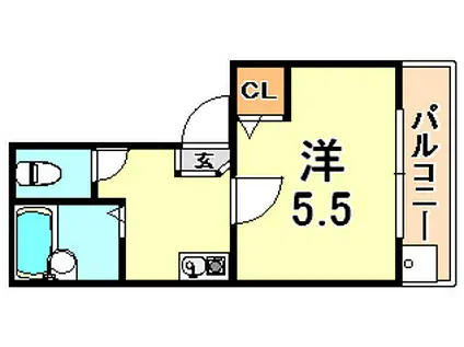 フローラルハイツ神前(1K/2階)の間取り写真