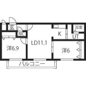 フォーレスト元町(2LDK/3階)の間取り写真