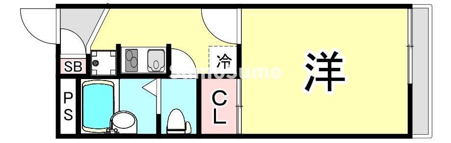 レオパレス 甲東園(1K/2階)の間取り写真