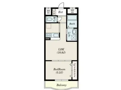 プライムコート田尻(1LDK/1階)の間取り写真