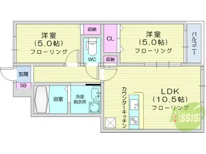 OTネクスト雷神3(2LDK/1階)の間取り写真
