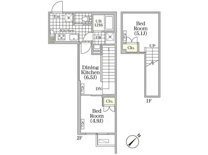 BRICK RESIDENCE 目黒本町 ブリックレジデンス目黒本町(3K/2階)の間取り写真