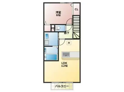 セジュール佑(1LDK/2階)の間取り写真