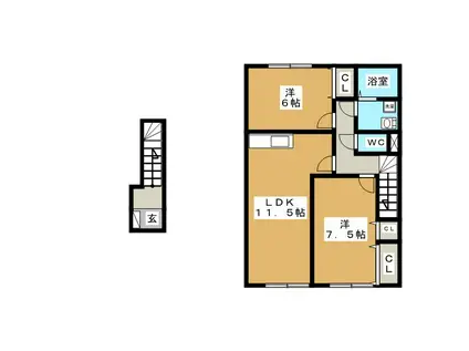 アムール和II(2LDK/2階)の間取り写真