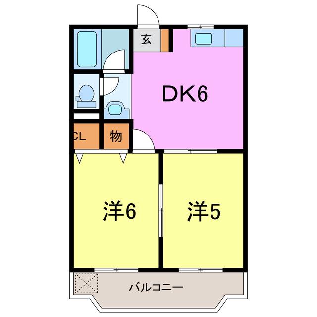 メゾン上条(2DK/1階)の間取り写真