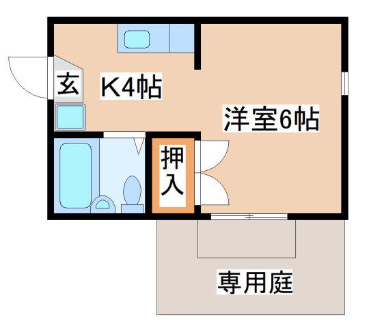 ファミール長田(1K/1階)の間取り写真
