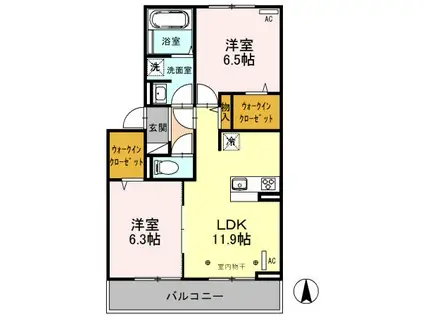 グレースコート A(2LDK/3階)の間取り写真