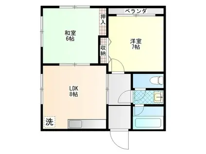 ワンコタス(2DK/3階)の間取り写真