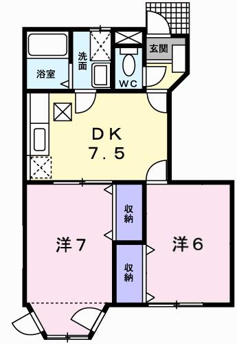 ノルテラグーナ(2DK/1階)の間取り写真