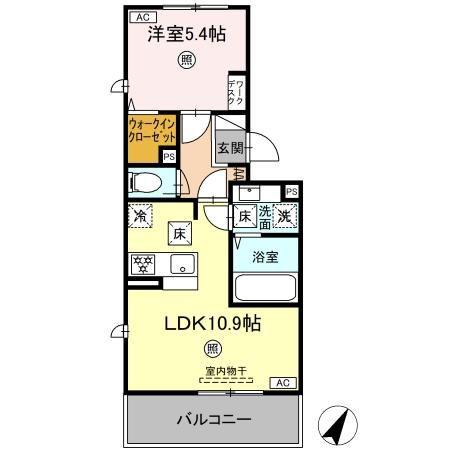パルフェリーチェ(1LDK/1階)の間取り写真