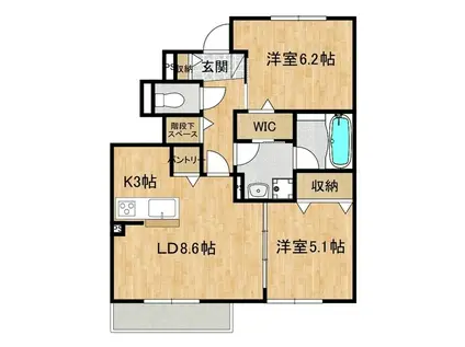 つくばエクスプレス 守谷駅 バス乗車時間：5分 最寄りバス停で下車 徒歩2分 2階建 築1年(2LDK/1階)の間取り写真