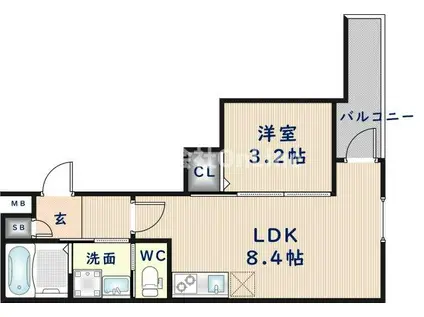 SANCTUARY TERRACE(1LDK/2階)の間取り写真