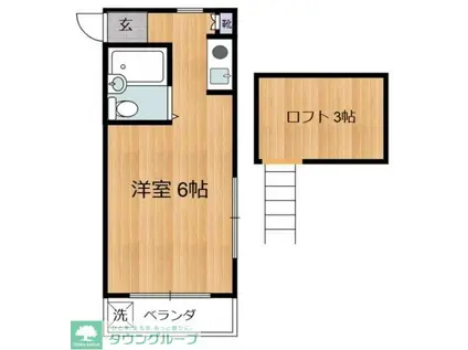 ファミールアライ(1K/2階)の間取り写真