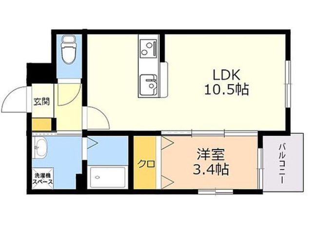 フォレストヒルズ博多(1LDK/3階)の間取り写真