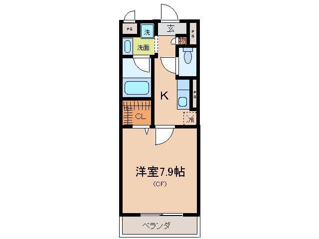 ブルーム・メゾン南草津(1K/1階)の間取り写真