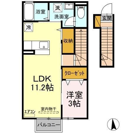 きらら 七番館(1LDK/2階)の間取り写真