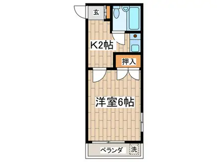 ジュネス狛江(1K/1階)の間取り写真