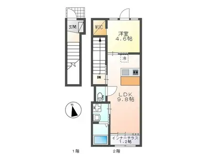 アヴァンセ(1LDK/2階)の間取り写真