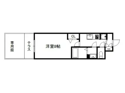 ソルテラス京都JUJO薫(1K/1階)の間取り写真