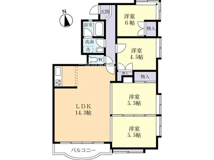 パステルハイム新荘202(4LDK/2階)の間取り写真