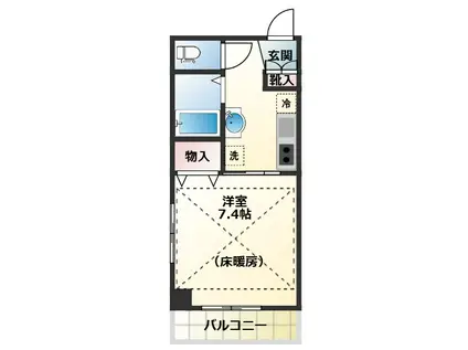 フェリシア府中(1K/3階)の間取り写真