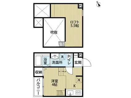 サクシード寺地町(1K/2階)の間取り写真