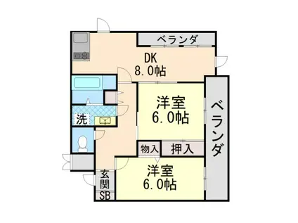 グランディア篠原(2LDK/3階)の間取り写真