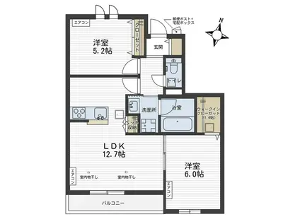 伊奈町内宿台メゾン(2LDK/1階)の間取り写真