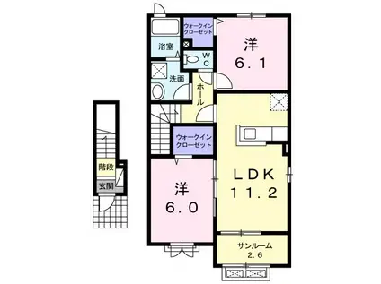 ココ ハピネス(2LDK/2階)の間取り写真