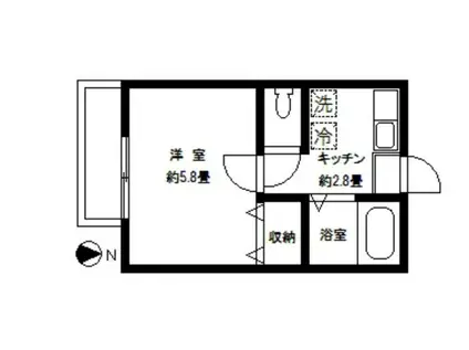 グリーンヒル弐番館(1K/1階)の間取り写真