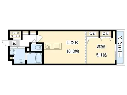 ESTAGEO太子橋(1LDK/3階)の間取り写真