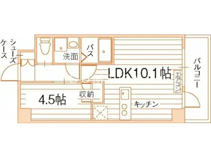 パティオ東古松(1LDK/2階)の間取り写真