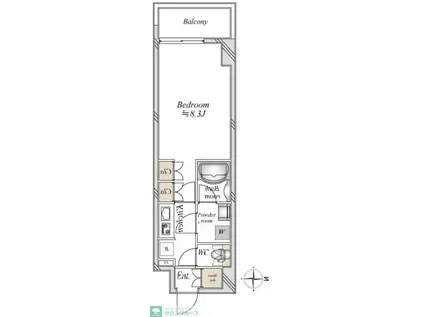 アーバンパーク浅草(1K/8階)の間取り写真