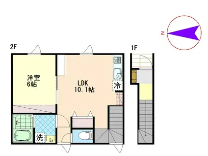 コンフォート駅前II(1LDK/2階)の間取り写真