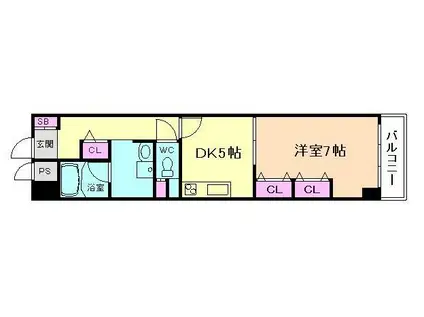 天満リバーサイドプラザ(1DK/2階)の間取り写真