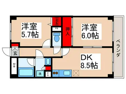 シティコープ源治(2DK/4階)の間取り写真