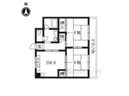 エクレール高辻(2DK/4階)の間取り写真